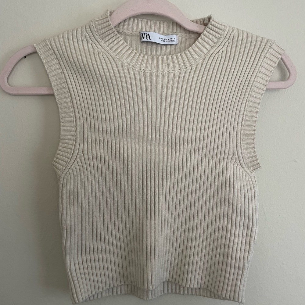 Zara cream knit tank
